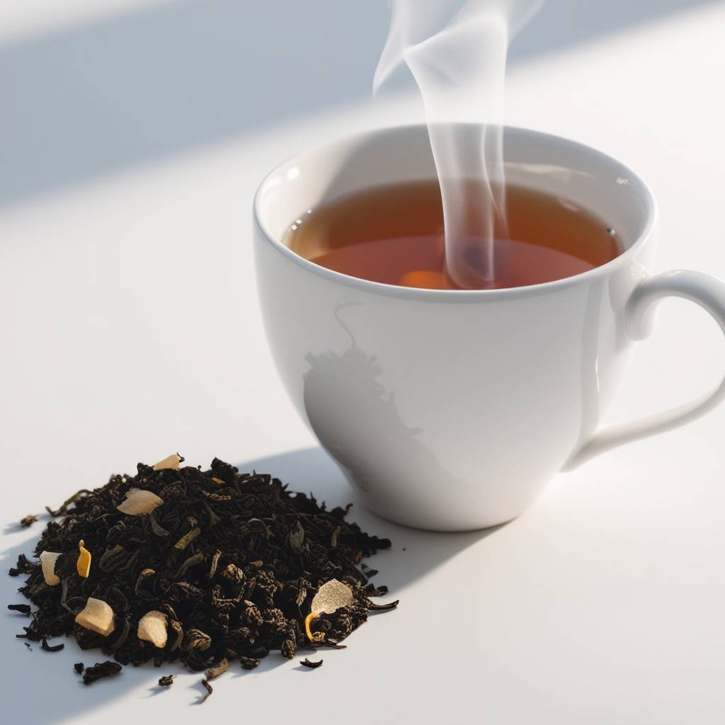 Tazza di tè Earl Grey con foglie