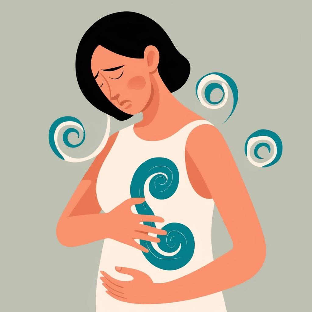 illustrazione di malessere digestivo prima di una tisana per digerire meglio illustrazione di malessere digestivo prima di una tisana per digerire meglio